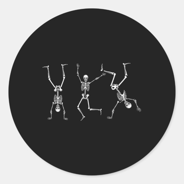Dancing Skeleton Dance Challenge Halloween Scary S Classic Round Sticker (Front)