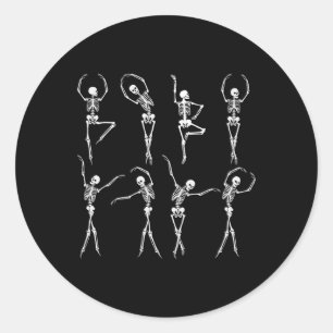 Dancing Skeleton Dance Scary Halloween Men Women B Classic Round Sticker