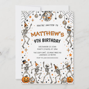 Dancing Skeleton Disco Halloween Birthday Party Invitation