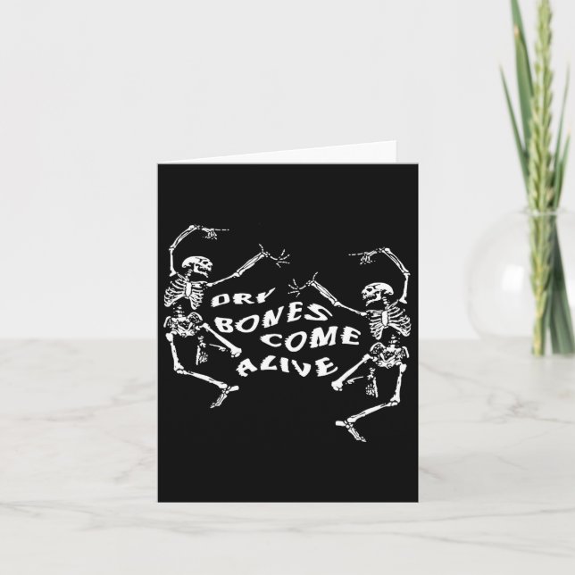Dancing Skeleton Dry Bones Come Alive Bible Verse  Card (Front)