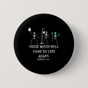 Dancing Skeleton Dry Bones Come Alive Christian Ha 6 Cm Round Badge