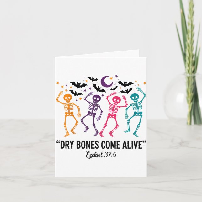 Dancing Skeleton Dry Bones Come Alive Christian Ha Card (Front)