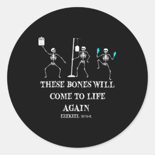 Dancing Skeleton Dry Bones Come Alive Christian Ha Classic Round Sticker