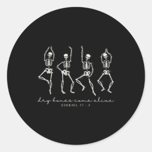 Dancing Skeleton Dry Bones Come Alive Christian Ha Classic Round Sticker