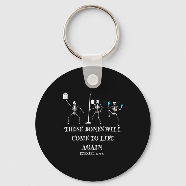 Dancing Skeleton Dry Bones Come Alive Christian Ha Key Ring (Front)