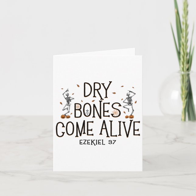 Dancing Skeleton Dry Bones Come Alive Halloween Ch Card (Front)