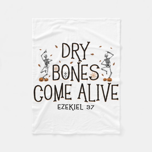 Dancing Skeleton Dry Bones Come Alive Halloween Ch Fleece Blanket (Front)
