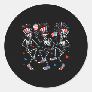Dancing Skeleton Funny Independence Day American 4 Classic Round Sticker