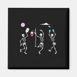 Dancing Skeleton Funny Nurse Skeleton Halloween He Magnet
