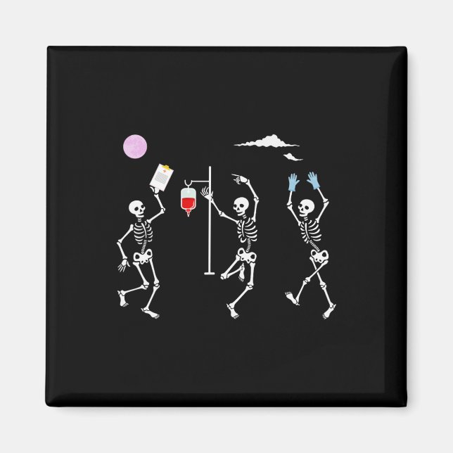 Dancing Skeleton Funny Nurse Skeleton Halloween He Magnet (Front)