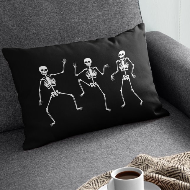 Dancing Skeleton Funny Spooky Halloween Season Lumbar Cushion (Creator Uploaded)