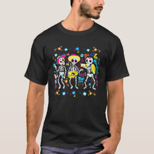 Dancing Skeleton Guitar Women Men Kids Dia De Los T-Shirt