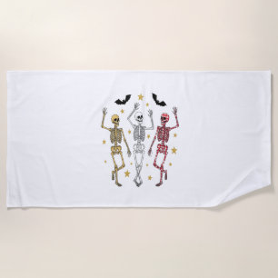 Dancing Skeleton Halloween Beach Towel