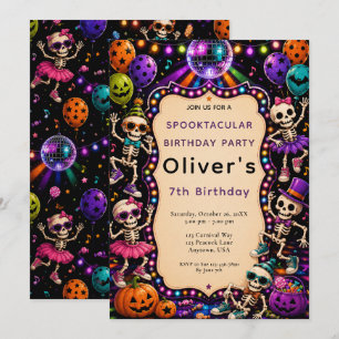 Dancing Skeleton Halloween Birthday Invitation