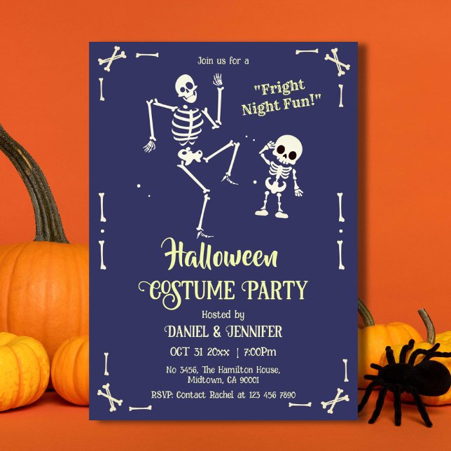 Dancing Skeleton Halloween Costume Party Fright Invitation (Creator Uploaded)