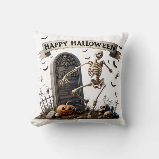 Dancing Skeleton Halloween Design Cushion (Front)