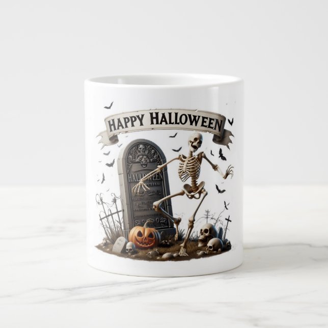 Dancing Skeleton Halloween Design Large Coffee Mug (Front)