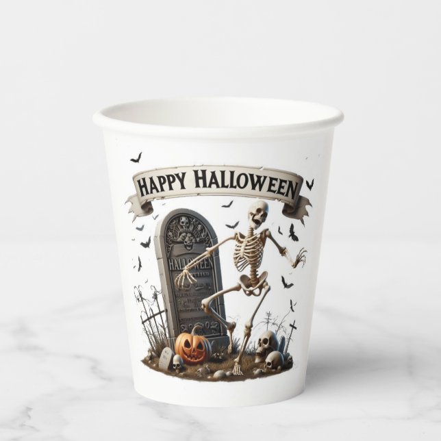 Dancing Skeleton Halloween Design Paper Cups (Front)