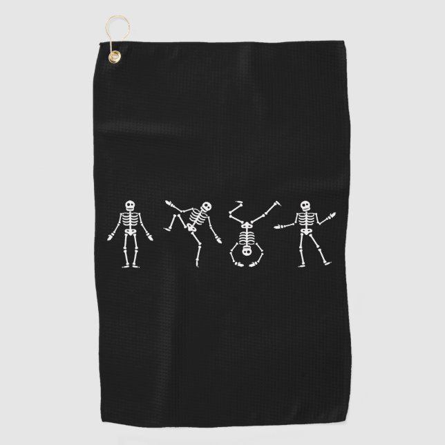 Dancing Skeleton Halloween Golf Towel (Front)