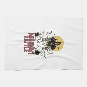 Dancing Skeleton Halloween Haunted Manor Vintage G Tea Towel