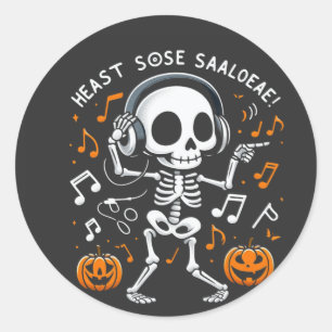 Dancing Skeleton Halloween Music Party T-Shirt Classic Round Sticker