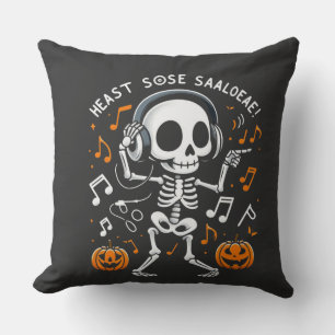 Dancing Skeleton Halloween Music Party T-Shirt Cushion