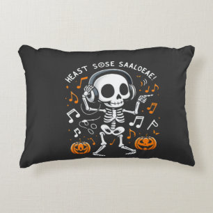 Dancing Skeleton Halloween Music Party T-Shirt Decorative Cushion