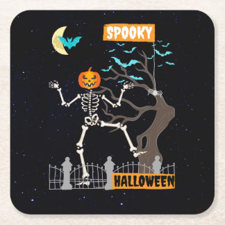 Dancing Skeleton Halloween Paper Coasters