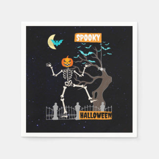 Dancing Skeleton Halloween Paper Napkins