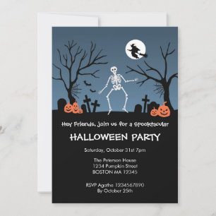 Dancing Skeleton Halloween Party Invitation