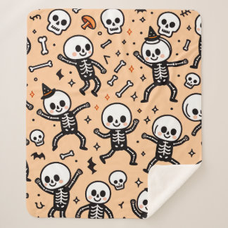 Dancing skeleton halloween pattern blanket