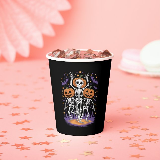 Dancing Skeleton Halloween Pumpkin  Paper Cups (Insitu)