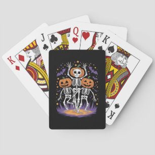 Dancing Skeleton Halloween Pumpkin Playing Cards