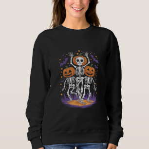 Dancing Skeleton Halloween Pumpkin Sweatshirt