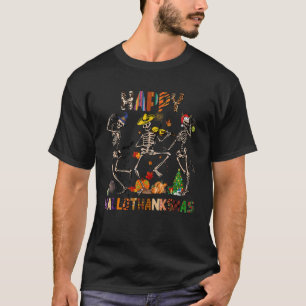 Dancing Skeleton Happy Hallothanksmas T-Shirt