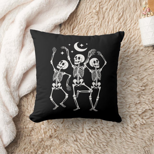 Dancing Skeleton Happy Halloween Fall Skull  Cushion (Blanket)