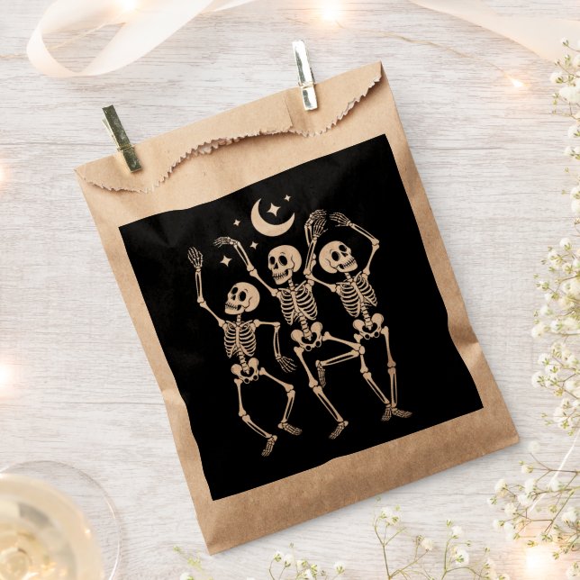 Dancing Skeleton Happy Halloween Fall Skull  Favour Bag (Clipped)