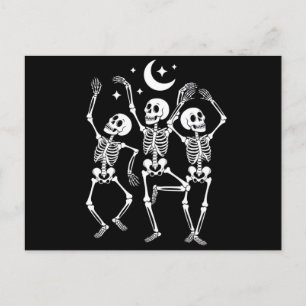 Dancing Skeleton Happy Halloween Fall Skull Postcard