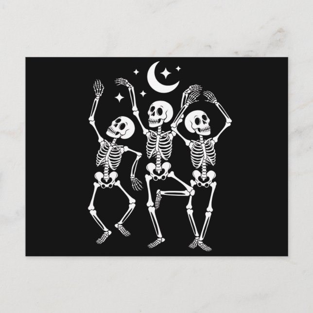 Dancing Skeleton Happy Halloween Fall Skull  Postcard (Front)