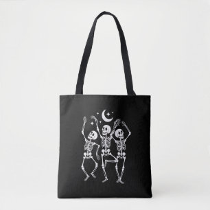 Dancing Skeleton Happy Halloween Fall Skull Tote Bag