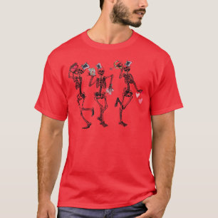 Dancing Skeleton Happy Valentines Day Girls Womens T-Shirt