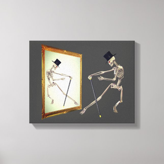 Dancing Skeleton In Mirror  Canvas Print (Front)