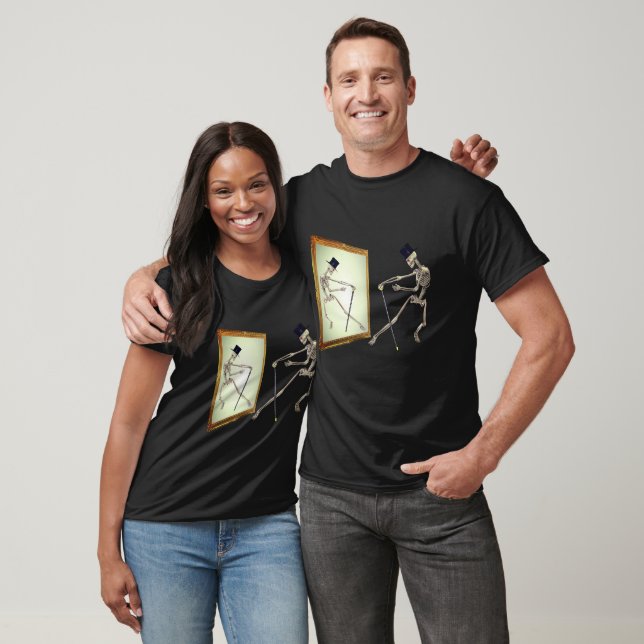 Dancing Skeleton In Mirror Funny  T-Shirt (Unisex)