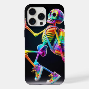 Dancing skeleton in rainbow colours iPhone 15 pro max case
