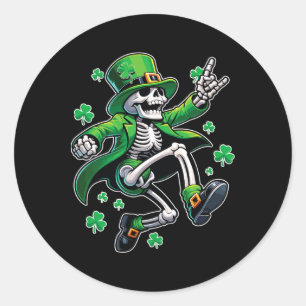Dancing Skeleton Leprechaun St. Patrick's Day  Classic Round Sticker