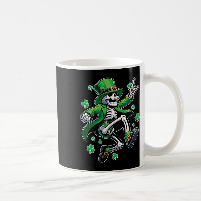 Dancing Skeleton Leprechaun St. Patrick's Day  Coffee Mug (Right)