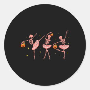 Dancing Skeleton Llerina Halloween Jack O Lantern  Classic Round Sticker