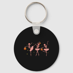 Dancing Skeleton Llerina Halloween Jack O Lantern  Key Ring