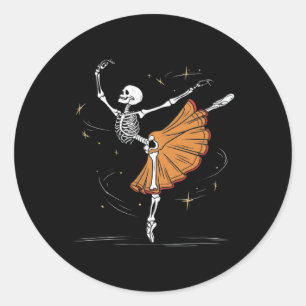 Dancing Skeleton Llerina Llet Dance Halloween Classic Round Sticker