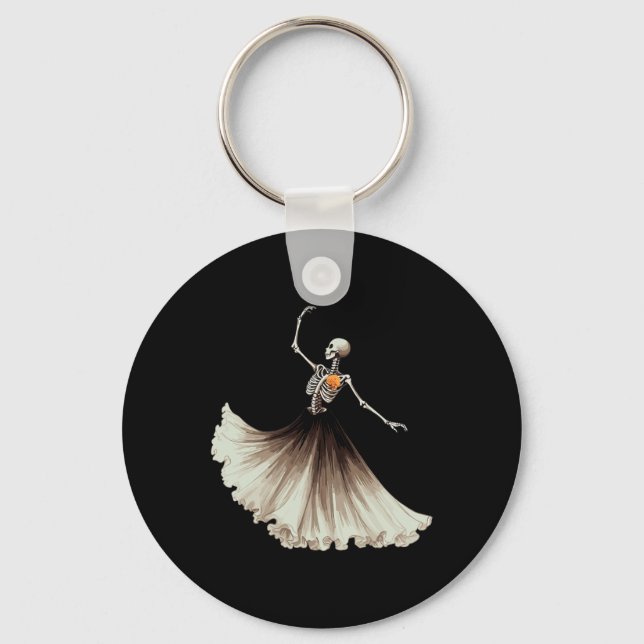Dancing Skeleton Llerina Llet Dance Halloween Wome Key Ring (Front)